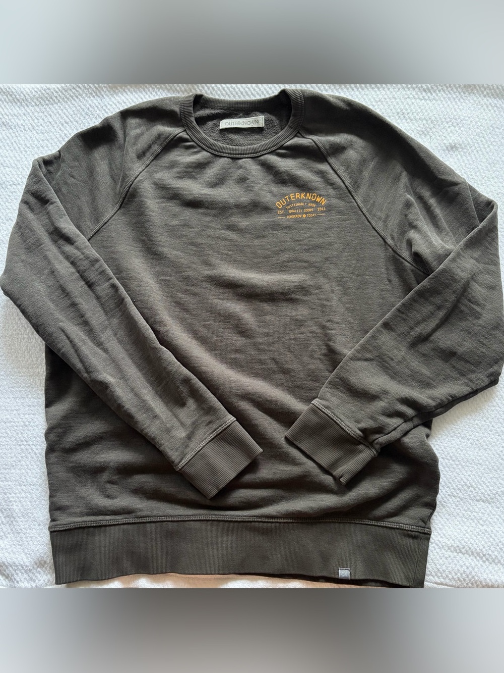 OUTERKNOWN-Faded Black Crewneck Logo Sweatshirt Sz L Men NEW